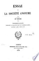 Essai sur la société anonyme