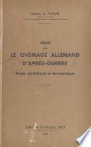 Essai sur le chômage allemand d'après guerre