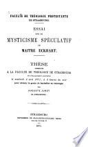 Essai sur le mysticisme spéculatif de maître Eckhart