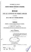 Essai sur les Sentences de Pierre Lombard considérées sous le point de vue historico-dogmatique