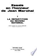 Essais en l'honneur de Jean Marchal: La répartition du revenu national