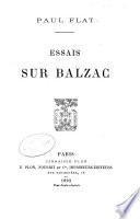 Essais sur Balzac