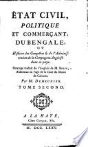 Etat civil, politique et commercant du Bengale