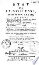 Etat de la Noblesse année 1782...