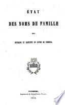 État des noms de famille des bourgeois et habitants du Canton de Fribourg