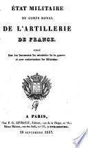 État militaire du Corps de l'artillerie