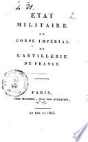 État militaire du corps impérial de l'Artillerie de France