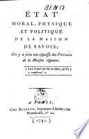 État moral physique et politique de la maison de Savoie