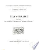 État sommaire par séries des documents conservés aux Archives nationales