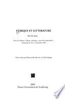 Ethique et littérature XIXe-XXe siècles