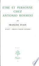 Etre et personne chez Antonio Rosmini