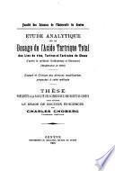 Etude analytique sur le dosage de l'acide tartrique total des lies de vins, tartres et tartrates de chaux d'apres la methode Goldenberg et Geromont