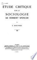 Étude critique sur la sociologie de Herbert Spencer