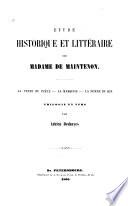 Étude historique et littéraire sur Madame de Maintenon