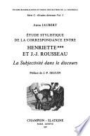 Étude stylistique de la correspondance entre Henriette et J.-J. Rousseau