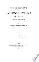 Étude sur l'influence de Laurence Sterne en France au dix-huitième siècle