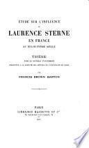 Étude sur l'influence de Laurence Sterne en France au dix-huitième siècle