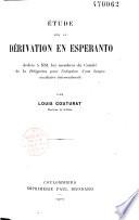 Étude sur la dérivation en Esperanto