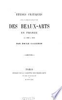 Etudes critiques sur l'administration des Beaux-Arts en France de 1860 à 1870