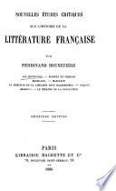 Études critiques sur l'histoire de la littérature française