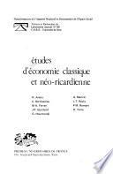 Etudes d'économie classique et néo-ricardienne