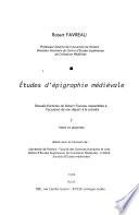 Etudes d'épigraphie médievale: Index et planches