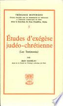 Etudes d'exégèse judéo-chrétienne