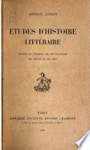 Études d'histoire littéraire