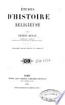 Etudes d'histoire religieuse