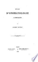Études d'onomatologie comparée