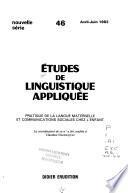 Etudes de linguistique appliquée
