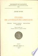 Etudes de Litterature Grecque