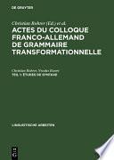 Études de syntaxe