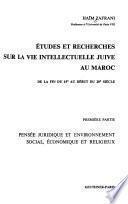 Études et recherches sur la vie intellectuelle juive au Maroc