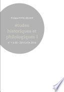 Études historiques et philologiques I