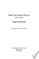 Etudes Jean-Jacques Rousseau