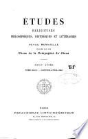 Etudes religieuses, philosophiques, historiques et littéraires