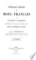 Étymologies comparées de mots français et d'argot parisien