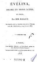 Evelina, drame en 3 actes