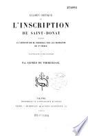 Examen critique de l'inscription de Saint-Donat relative à l'occupation de Grenoble par les Sarrazins au Xe siècle