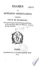 Examen de quelques observations publiées par M. de Rochefort pour prouver que le récit de la blessure d'Ulysse, au dix-neuvième chant de l'Odyssée, est un passage interpolé