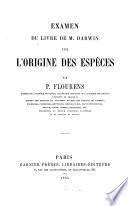 Examen du livre de M. Darwin sur l'origine des espèces