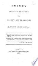Examen impartial et paisible des objections proposées à l'auteur des Eclaircissemens,&c