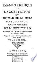 Examen pacifique de l'acceptation et du fond de la bulle Unigenitus