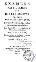 Examens particuliers sur divers sujets