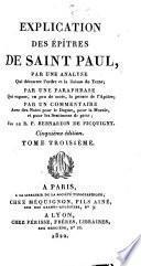 Explication des Épitres de saint Paul