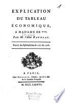 Explication du tableau économique, à Madame de ***, par M. l'abbé Baudeau
