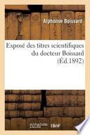 Expose Des Titres Scientifiques Du Docteur Boissard