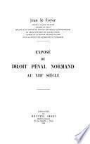 Exposé du droit pénal normand au XIIIe siècle