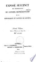 Exposé succinct des déliberations du Conseil Représentatif de la République et Canton de Genève
